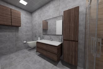 do realistic, modern, luxurious 3d bathroom design
