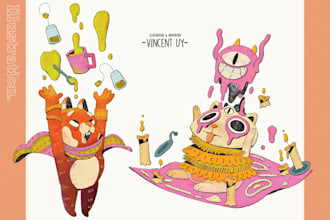 create quirky, and light hearted illustrations
