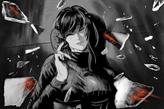 illustrate anything in dark manga anime art style
