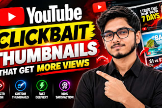 design attractive clickbait thumbnails in 24 hours