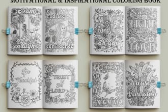 design motivational and inspirational quotes coloring pages and a cover for kdp
