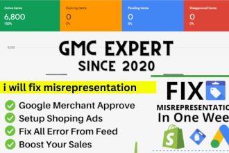 fix google merchant center suspension, misrepresentation, website improvement
