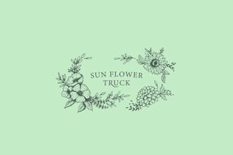 design flower truck vintage logo