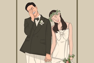 draw wedding illustration you want