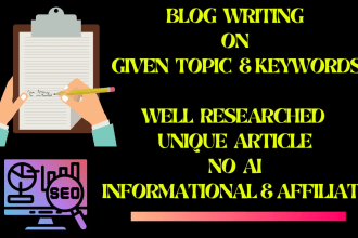 write informational or affiliate blog on any topic myself