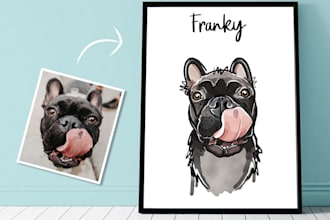 draw your pet portrait with amazing watercolors