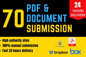 do PDF submission manually on 70 high da document sharing sites