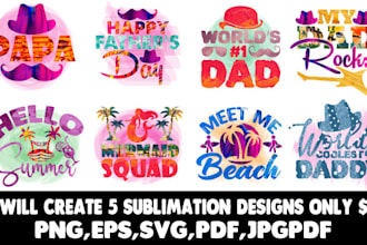 provide unique sublimation, svg, cut files, png, eps,pdf, bundle design
