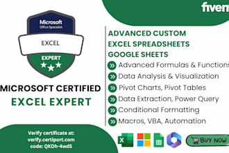create excel sheets with formulas, charts, pivot tables, automation