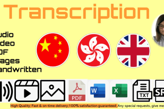 transcribe and translate english and chinese cantonese mandarin hakka