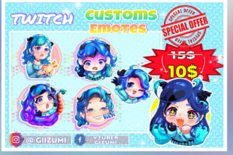 create amazing chibi emotes customs for twitch or discord