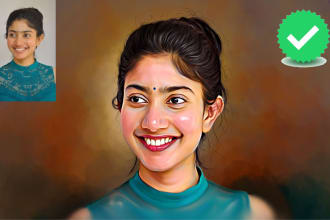 do realistic digital portrait oil painting art from your photo