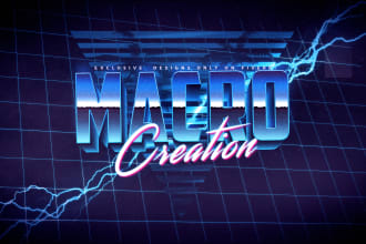 create a 80s logo synthwave 3d text in chrome and neon styles