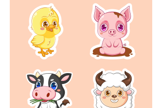 draw sticer illustrate a cute and simple animal