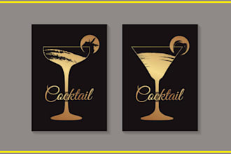 do a stylish cocktail and drink logo illustrations