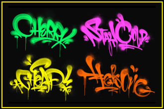 make a graffiti tag with spray paint textures for your logo