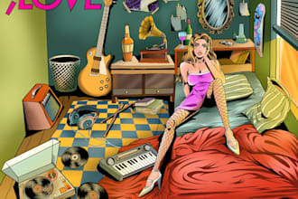create dope illustrated album and single cover