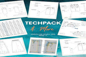 create technical drawing or techpack of clothing
