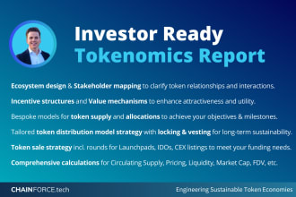 create benchmarked tokenomics model for your token sale listing ico ido dex cex