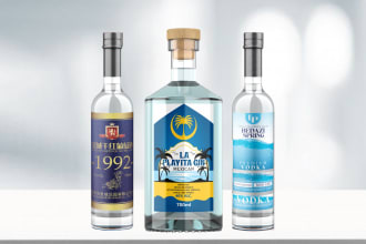 do vodka wine gin whiskey rum beer and bottle label design
