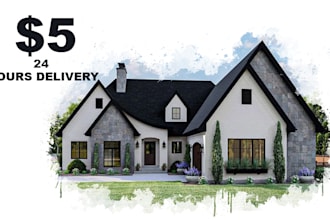 create realistic watercolor house portraits in spring