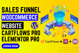 create clickfunnel, sales funnel, landing page, using cartflows and elementor