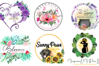 do feminine watercolor boho flowers logo