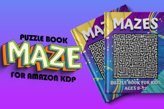 create maze puzzle for KDP, maze activity book cover design