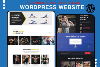 design personal trainer, fitness, workout or gym website