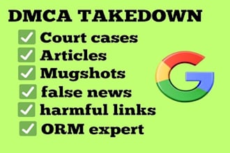 remove mugshots cases articles news delete negative link on google