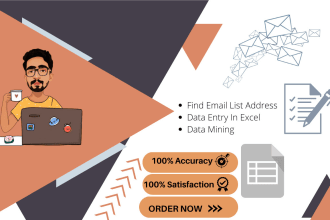 find emails, list address, excel data entry, data mining, data scraping