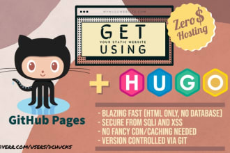develop a static website using hugo, hosted free on github