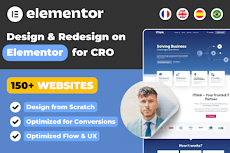 design redesign a website landing page on elementor for cro