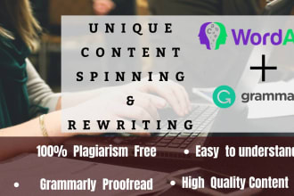 spin or rewrite articles and blogs into unique content
