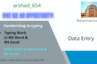 do typing work in word and excel from handwritten, scaned and images