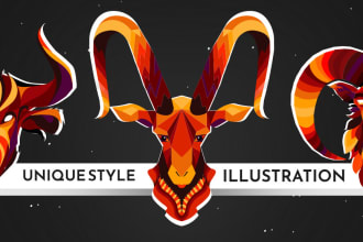 design monochromatic and geometric animal illustration