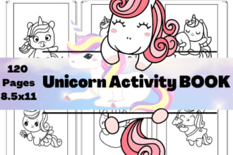 send you an unique unicorn activity book with 120 pages