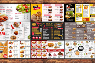 design restaurant menu, static tv screen menu, food flyer
