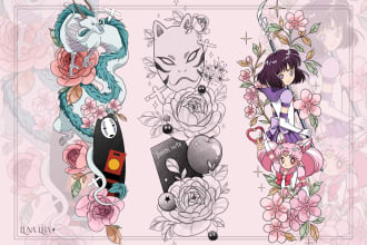 make a unique anime tattoo design for you