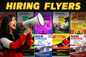 design job hiring flyer, recruitment flyer, or instagram ad flyer for all jobs