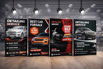 design attractive auto detailing and car wash flyer, cleaning service flyer