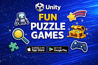 create a professional match 3 unity puzzle game for mobile