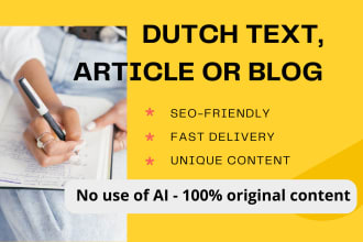 write a dutch SEO article, blog or text about any topic