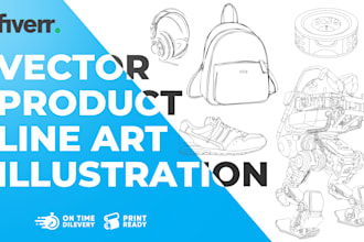 design detailed vector line art illustrations for products and packaging