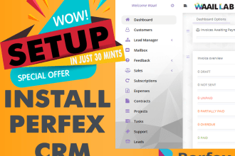 install, setup perfex CRM on your vps,cpanel hosting