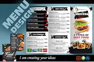 design professional food menu restaurant menu