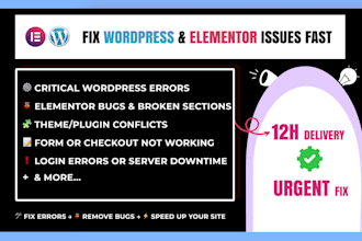 urgently fix wordpress errors and elementor issues