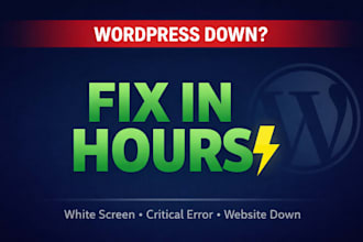 fix wordpress website down, white screen, critical errors