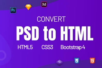convert figma to HTML sketch xd to HTML PSD to HTML CSS responsive