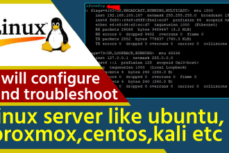 configure and troubleshoot linux server like ubuntu,proxmox,centos,kali etc